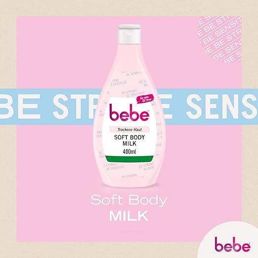 bebe Soft Body Milk 400 ml X 2 , Fast Absorbing Body Lotion with Jojoba Oil and Panthenol for Dry Skin, Gently Fragrances, Moisturises 24 Hours
