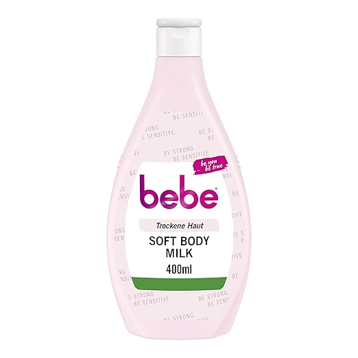 bebe Soft Body Milk 400 ml X 2 , Fast Absorbing Body Lotion with Jojoba Oil and Panthenol for Dry Skin, Gently Fragrances, Moisturises 24 Hours
