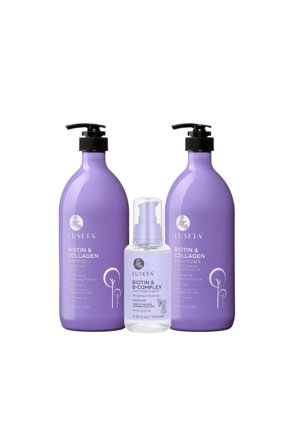 Luseta Biotin & Collagen Hair Growth Set: 500 ml Shampoo, 500 ml Conditioner, 100 ml Serum