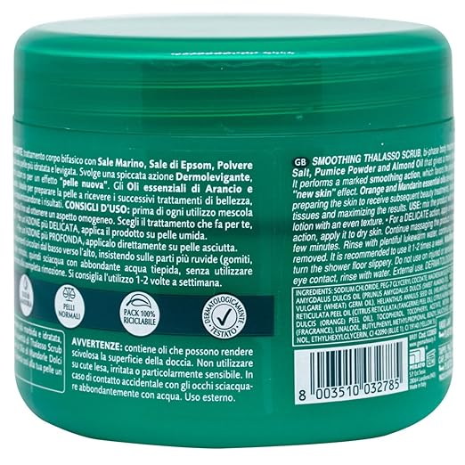 GEOMAR Dermolevigante Thalasso Exfoliating, New Skin Effect, with Sea Salt, Epsom Salt and Almond Oil, Made in Italy, 600 g